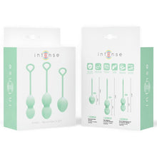 Set 3 bile kegel INTENSE Charli, pentru tonifierea mușchilor pelvieni, 3 dimensiuni, rezistente la apă, verde jad