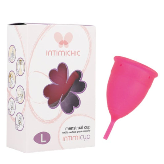 Cupă menstruală INTIMICHIC Intimicup, din silicon medical, protecție până la 12 ore, mărime L, roz