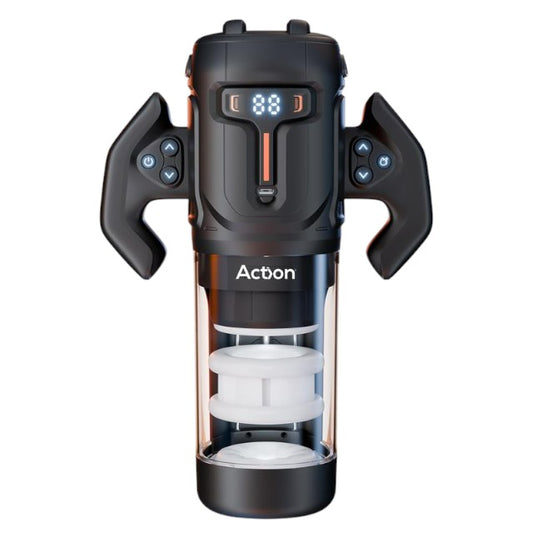 Masturbator automat ZYON Action Man, cu mânere, 4 funcții de rotație și penetrare automată, 4 viteze, negru