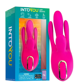 Vibrator INTOYOU APP - Derek, control prin aplicatie, pentru stimulare interna si clitoridiana, 10 fuctii de vibratie, 16 cm x 2.6 cm, roz