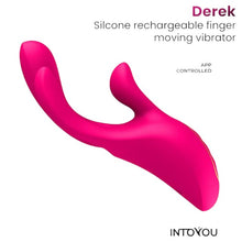 Vibrator INTOYOU APP - Derek, control prin aplicatie, pentru stimulare interna si clitoridiana, 10 fuctii de vibratie, 16 cm x 2.6 cm, roz