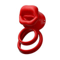 Inel pentru penis INTOYOU Bittey Cock Ring, în formă de gură, 10 moduri de vibrație, 10 tipuri de mușcături, culoare roșu
