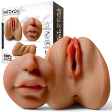Masturbator manual triplu INTOYOU Jess, simulare vaginală, anală și orală realistă, din TPE, rezistent la apă, culoare naturală