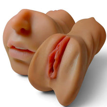Masturbator manual triplu INTOYOU Jess, simulare vaginală, anală și orală realistă, din TPE, rezistent la apă, culoare naturală
