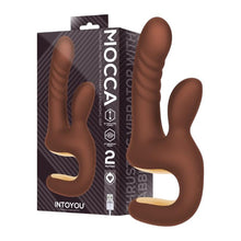 Vibrator rabbit INTOYOU Mocca, design ergonomic, 10 funcții de vibrație, 10 moduri de mișcare sus-jos, rezistent la apă, maro, 17.5 cm