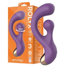 Vibrator rabbit INTOYOU Rolyx 360° Rotating, design curbat, 10 funcții de vibrație, stimulator clitoris cu 10 funcții de rotație, mov