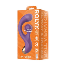 Vibrator rabbit INTOYOU Rolyx 360° Rotating, design curbat, 10 funcții de vibrație, stimulator clitoris cu 10 funcții de rotație, mov