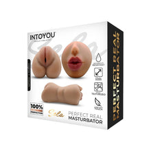 Masturbator realist dublu INTOYOU Sela, interior texturat, simulare orală și vaginală, material moale și flexibil, rezistent la apă, culoarea pielii, 18 cm, 635 g