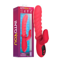 Vibrator dublu INTOYOU Tingly, cu stimulator în formă de deget, control prin aplicație, 9 funcții de mișcare ritmică, din silicon, roșu