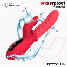 Vibrator dublu INTOYOU Tingly, cu stimulator în formă de deget, control prin aplicație, 9 funcții de mișcare ritmică, din silicon, roșu