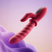 Vibrator dublu INTOYOU Tingly, cu stimulator în formă de deget, control prin aplicație, 9 funcții de mișcare ritmică, din silicon, roșu