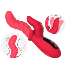Vibrator dublu INTOYOU Tingly, cu stimulator în formă de deget, control prin aplicație, 9 funcții de mișcare ritmică, din silicon, roșu