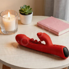 Vibrator dublu INTOYOU Trixy, cu aplicație, design cu stimulator în formă de gură și 3 bile cu funcție de tapping, 9 funcții de mușcături, roșu