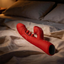 Vibrator dublu INTOYOU Trixy, cu aplicație, design cu stimulator în formă de gură și 3 bile cu funcție de tapping, 9 funcții de mușcături, roșu