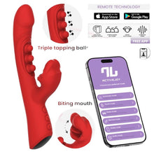 Vibrator dublu INTOYOU Trixy, cu aplicație, design cu stimulator în formă de gură și 3 bile cu funcție de tapping, 9 funcții de mușcături, roșu