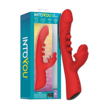 Vibrator dublu INTOYOU Trixy, cu aplicație, design cu stimulator în formă de gură și 3 bile cu funcție de tapping, 9 funcții de mușcături, roșu