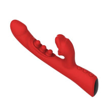 Vibrator dublu INTOYOU Trixy, cu aplicație, design cu stimulator în formă de gură și 3 bile cu funcție de tapping, 9 funcții de mușcături, roșu