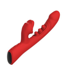 Vibrator dublu INTOYOU Trixy, cu aplicație, design cu stimulator în formă de gură și 3 bile cu funcție de tapping, 9 funcții de mușcături, roșu