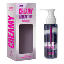 Cremă și gel 2 în 1 INTT Creamy Attraction Blackberry, formulă hibridă potrivită pentru masaj erotic, aromă de mure, 100 ml