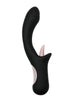 Vibrator cu stimulator INTY TOYS DICE, din silicon moale, cu funcție de simulare sex oral, rezistent la apă IPX6, negru cu roz