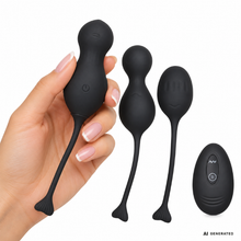 Set bile kegel vibratoare INTY TOYS BLAZE, control prin telecomandă, 10 funcții de vibrații ultra-puternice, silențios, negru