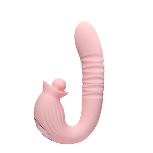Vibrator rabbit INTY TOYS CHARM, cu funcții de umflare, penetrare automată și rotație, 10 funcții de vibrații ultra-puternice, roz
