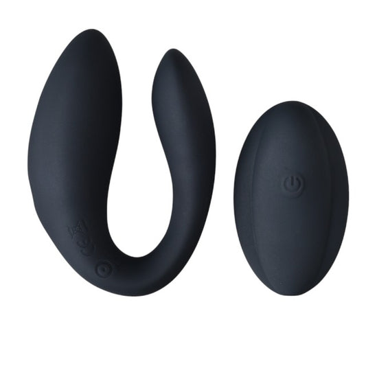Vibrator dublu INTY TOYS SWITCH, pentru cupluri, control prin telecomandă, 12 funcții de vibrații ultra-puternice, silențios, negru
