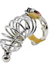 Cușcă pentru penis IMPOUND Corkscrew Male Chastity, pentru castitate bărbați, cu 3 inele pentru penis, din metal, culoare argintiu, diamentru 4.5 cm