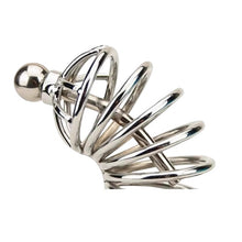 Cușcă pentru penis IMPOUND Corkscrew Male Chastity, pentru castitate bărbați, cu 3 inele pentru penis, din metal, culoare argintiu, diamentru 4.5 cm