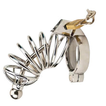 Cușcă pentru penis IMPOUND Corkscrew Male Chastity, pentru castitate bărbați, cu 3 inele pentru penis, din metal, culoare argintiu, diamentru 4.5 cm