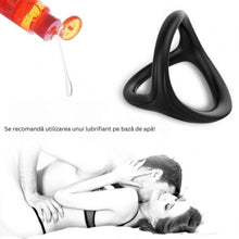 Inel pentru penis ARMONY Tresor, cu suport pentru testicule, pentru stimularea erecției, din silicon, negru