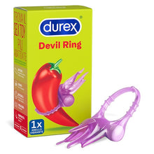 Inel vibrator pentru penis DUREX Intense Little Devil Ring, din silicon, pentru îmbunătățirea performanțelor sexuale, culoare roz
