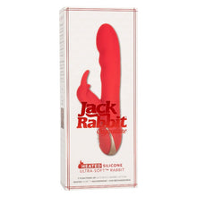 Vibrator cu stimulator JACK RABBIT Heated Silicone Ultra-Soft Rabbit, cu funcție de încălzire, 14 funcții de vibrație, roșu