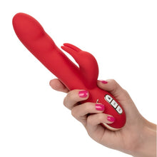 Vibrator cu stimulator JACK RABBIT Heated Silicone Ultra-Soft Rabbit, cu funcție de încălzire, 14 funcții de vibrație, roșu