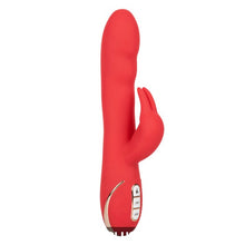 Vibrator cu stimulator JACK RABBIT Heated Silicone Ultra-Soft Rabbit, cu funcție de încălzire, 14 funcții de vibrație, roșu