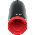 Masturbator automat JAMYJOB Spin-X, funcție de încălzire și rotație 360°, 3 funcții de vibrație, rezistent la apă, negru cu roșu