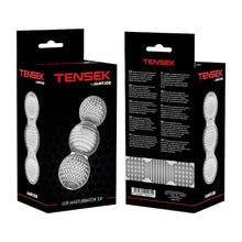 Masturbator manual JAMYJOB Tensek Lux 2, cu texturi diverse pentru stimulare intensă, din TPE Ultraskyn, transparent