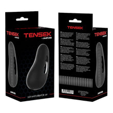 Masturbator manual JAMYJOB Tensek Lux 4, cu mâner ergonomic, texturat pentru stimulare intensă, din TPE Ultraskyn, negru