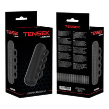 Masturbator manual JAMYJOB Tensek Lux 5, cu mâner tip rozetă, texturat pentru stimulare intensă, din TPE Ultraskyn, negru