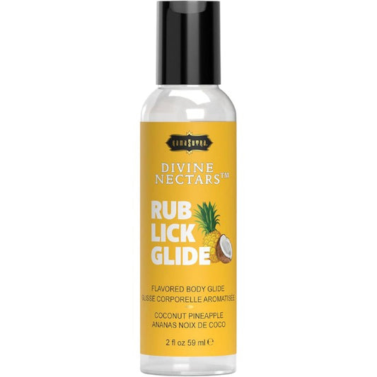 Lubrifiant cu aromă KAMASUTRA Divine Nectars Coconut Pineapple, pe bază de apă, cu aromă de cocos și ananas, 60 ml