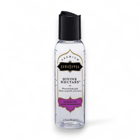 Lubrifiant cu aromă KAMASUTRA Divine Nectars Raspberry Kiss, pe bază de apă, cu aromă de zmeură, 60 ml
