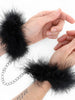 Cătușe cu pene KINK Mini Feather Hand Cuffs, pentru jocuri erotice BDSM, culoare negru cu argintiu (947866)