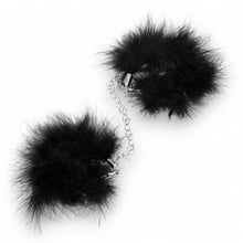 Cătușe cu pene KINK Mini Feather Hand Cuffs, pentru jocuri erotice BDSM, culoare negru cu argintiu (947866)