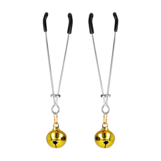 Clipsuri pentru sani KINK - Thin Bell Nipple Clamps, din metal, auriu, 7 cm