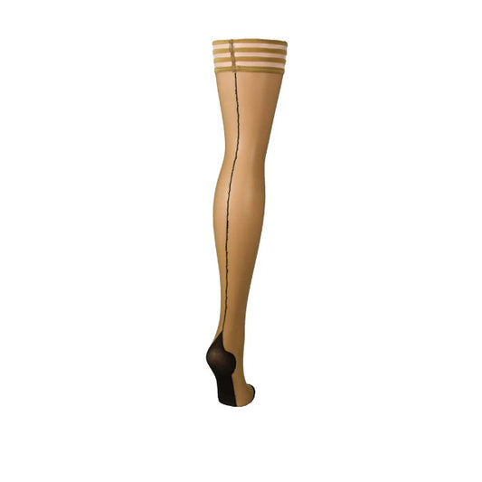 Dresuri sexy KIX’IES RUBY, cu cusătură pe spate și benzi anti-alunecare, culoarea pielii, mărime C (L-XL) (model 1318C)