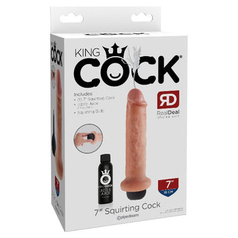 Dildo cu funcție de ejaculare KING COCK 7” Squirting Cock, ultra-realist, culoarea pielii, 18 cm