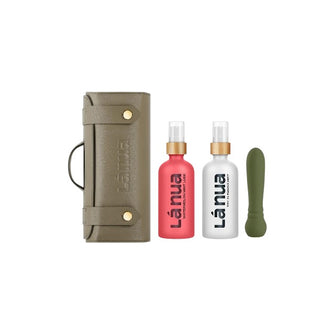 Kit cadou LáNua Vibrator bullet Ultra + Lubrifiant cu aromă de PEPENE ROȘU ȘI MENTĂ + Spray curățare jucării sexuale + Geantă de călătorie