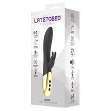 Vibrator LATETOBED Leums Silicone Rabbit, cu stimulator dublu, funcție de încălzire, 10 funcții de vibrație, negru cu auriu