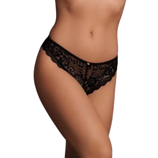 Chilot tanga LE DÉSIR BY SHOTS Claire Elastic Lace Brief, design din dantelă cu decupaj în spate, culoare negru, mărime universală