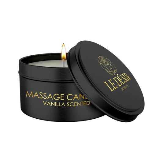 Lumânare pentru masaj LE DÉSIR Massage Candle Vanilla, formulă naturală din ceară de soia și cocos, aromă de vanilie, 100 g